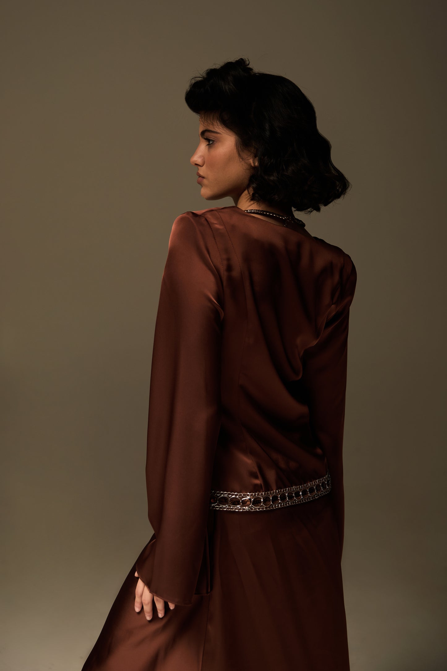 Brown silk Set