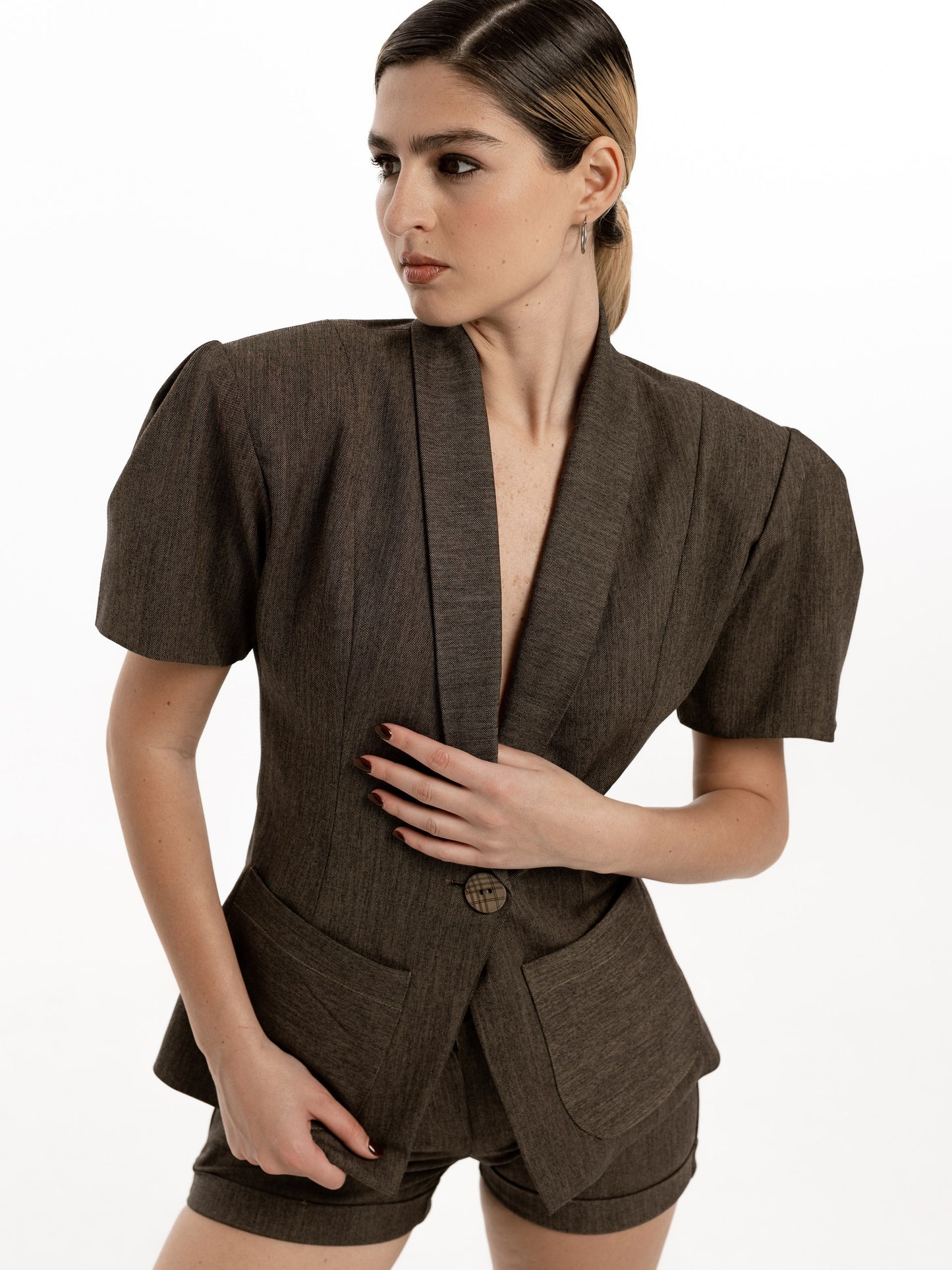 Brown Blazer & Shorts