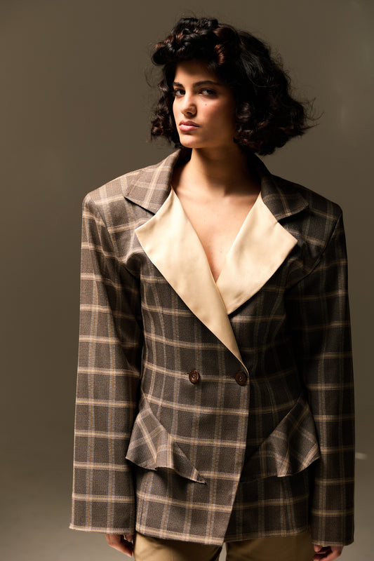 Argyle Blazer & Beige pants