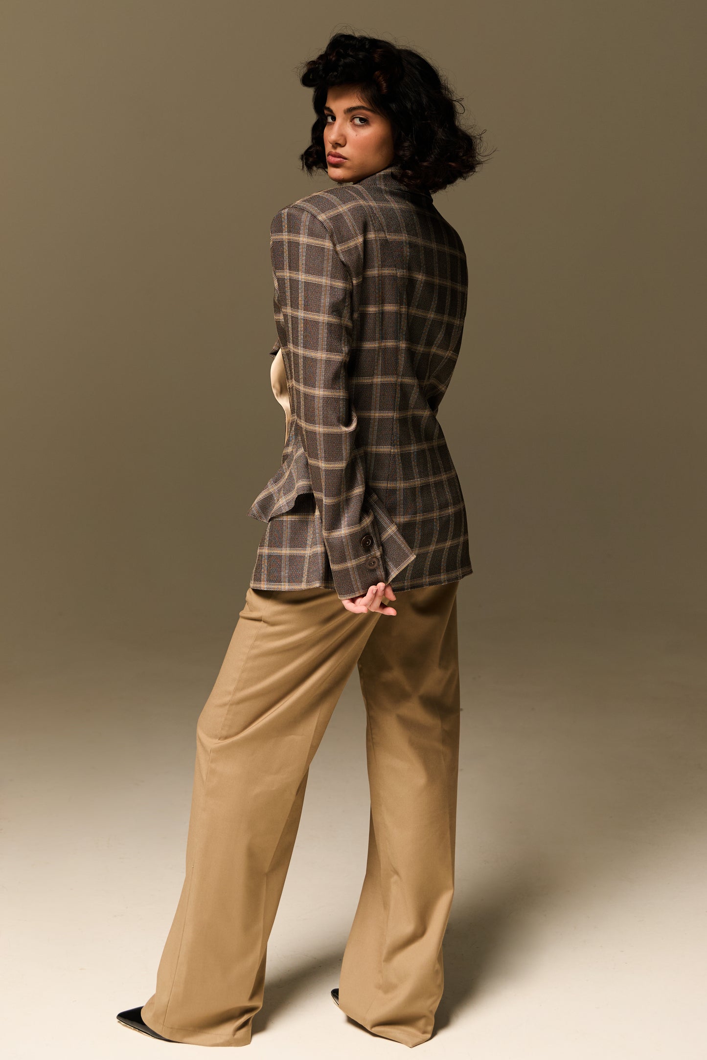 Argyle Blazer & Beige pants