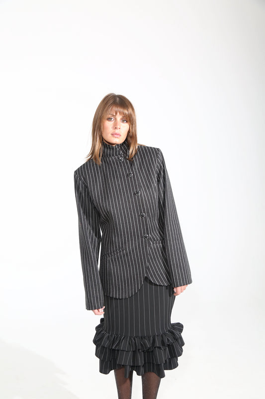 Striped coat & Skirt